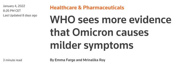 Ook de WHO erkent de mildheid Ook de WHO erkent de mildheid